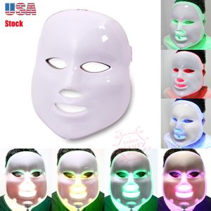 7 Kleur LED Light Photon Neck Facial Mask Skin Rejuvenation Machine Treatments Face Wrinkle Removal Electric Beauty Device
