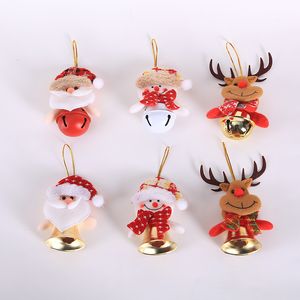 Christmas Hanging Bell Ornaments Deer Santa Cluas Snowman Hanging Decoration Xmas Tree Window Pendant Doll with Bell