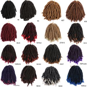 Extensões de cabelo de torção de mola de 8 polegadas sintético trançado de cabelo 100 g/pc cabelo ondulado para mulheres LS33