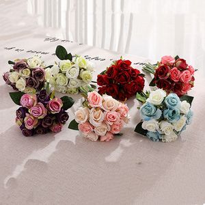 Hot 10 Estilo Artificial Rosas Flor Centerpieces Vestido Noiva Flores Decorativas Simulação 1Lot / 12pcs Homeware T2I5489