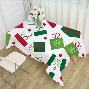 Christmas Elk Snowman Table Cloths Nordic Red Green Polyester Rechthoekige tafelkleed