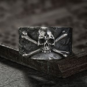 Męskie Vintage Crossbones Skull Ze Stali Nierdzewnej Pierścień Dalej Szczegóły Punk Biker Biżuteria Prezent