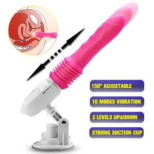 Up And Down Movement Sex Machine Female Dildo Vibrator Adult Sex Toys For Woman Hand-Free Automatic Penis With Suction Cup Y191015