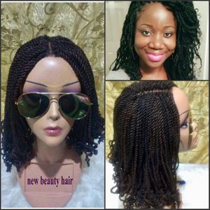 Hot Short Braided Lace Front Wig Syntetisk Värmebeständig Hår Kinky Havana Twist Wig För Black Women Gratis frakt
