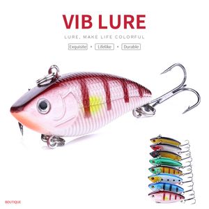 Hengjia pesca Lures 80pcs VIB plástico rígido Bait Minnow 5CM 6G 8 # ganchos 2 ganchos iscas duras Crank iscas enfrentar água fresca VI007 pesca