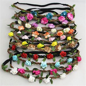 19色の花のクラウンヘッドバンドのネックレスの結婚式の帽子の編み物のボホの花のヘアアクセサリーの女の子の女の赤ちゃん女の子M1380