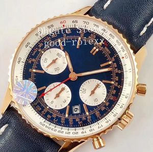 Luxury Męskie zegarki Rose Gold Chronograph zegarek Męskie automatyczne 7750 ETA Mężczyźni 43 mm data Sport Valjoux skórzane szafir Crystal264Q