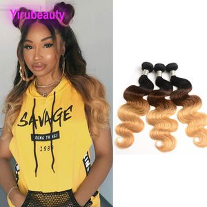 Brazilian Virgin 100% Human Hair 1B/4/27 Body Wave Bundles 10-28inch 1B 4 27 Ombre Hair Extensions Double Wefts