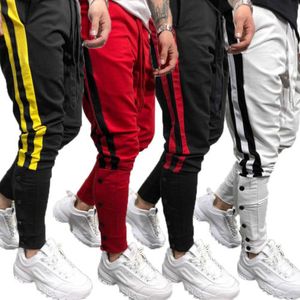 Mens Gym Jogger Calças Listrado Retalhos Running Hiphop Dance Jogger Street Wear Skinny Elastic Cintura Juntos Calças Casuais