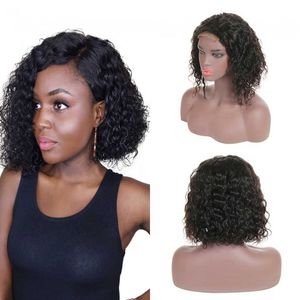 Krótkie kręcone ludzkie peruki do włosów dla czarnych kobiet koronki peruka brazylijski bob glueless pre-ieżny jerry curl 130% gęstość diva1