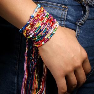 Braid Cord Strand National Handgjorda Rainbow Bracelets Infinity Armband Mode Bohemian Lucky Friendship Hand Crop 10st / Lot