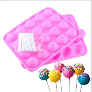 Eo Friendly Vassoio in silicone rosa Pop Cake Stick Pops Stampo per cupcake Stampo per cottura Utensili da cucina per feste 22,5 * 4 * 18 cm
