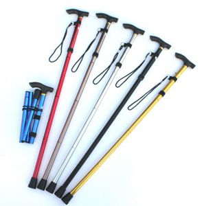 Adjustable Metal Folding Cane Aluminum Alloy Four Sections Telescopic Trekking Poles For Travel Old Man Walking Stick LJJZ408