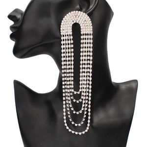 Fashion-Wedding Shiny Rhinestone Earring For Women Fashion Statement Long Tassel Earrings Party Jewelry Wholesale UKEN