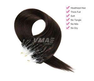 Vmae Cuticle Micro Nano Ring Estensioni dei capelli umani vergini Europei 1 g per ciocca Colore naturale nero marrone biondo rosso