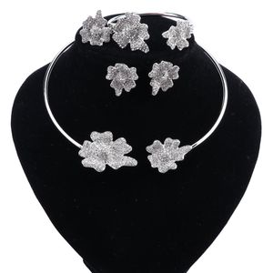 New Arrival Flower Chocker Design Elegance Unikalny Naszyjnik Kolczyki Zestawy Biżuterii Dla Kobiet Gift Rocznica Obudowa