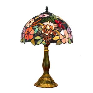 Tiffany Table Lamp Vintage Flowers Table Lights E27 Retro Mediterranean Style Table Lamp Bedroom Dining Room Art Desk Light