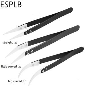 Anti-Static Ceramic Tweezers Electronic Cigarette Industrial with Insulated Pointed Straight Curved Tip