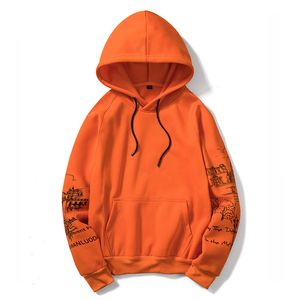 Mens Hoodies Långärmad Utskrift Solid Färg Hooded Tröja Hoodies Pullover Mode Hoodies för män EU-storlek