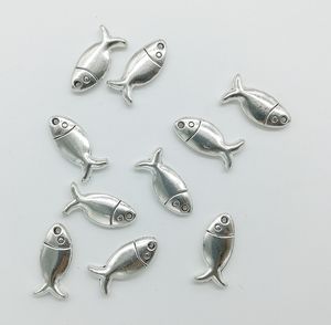 50st / lot fisk charms hängsmycken retro smycken tillbehör diy antika silver hängsmycke för armband örhängen keychain 18 * 8mm