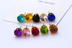 Wholesale purple cuffs for sale - Group buy Stud Earrings Fashion Round Favorite Design K Gold Plated Studded Candy Crystals CZ Diamond Stud Earring For Women DHL Free