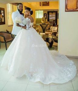 Ball gowns White Lace Long Sleeve African Black Girl Wedding Dresses Plus Size Wedding Gowns South Africa Vestidos De Novia 2020 new