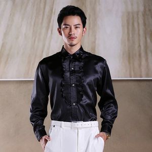 High Quality Performance ball host brocade Shirts Man Shirt Long Sleeve Shirt Groom Accessories 14