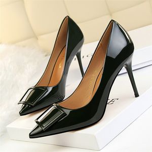brand shoes women designers patent leather buckle brand heels office shoes women wedding shoes black heels red heels women footwear tacones