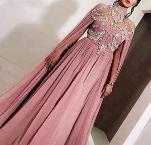 Arabisches Dubai-Kaftan-Stil-Chiffon-Abendkleid 2019 Günstige Urlaubsfrauen tragen formelles Party-Abschlussballkleid nach Maß in Übergröße