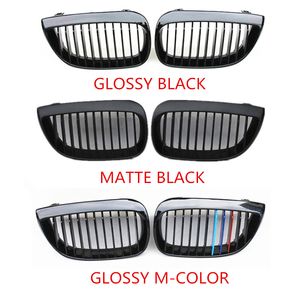 Pair Glossy/Matte Black 1-Slat Front Kidney Grille For 1 Series E81 E87 2004-2007 ABS Racing Grilles