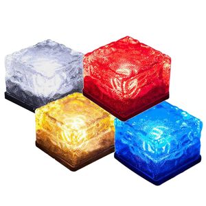 Lampa słoneczna LED 4 Diody LED LED LED LED Cegła Noc Lampa Oświetlenie Underground Simulation Lód Cube Lite Solar Oświetlenie Lawn Light