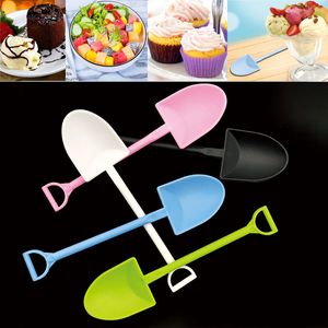 Colorful Disposable Plastic Cake Spoon Potted Ice Cream Scoop Shovel Small Potted Flower Pot pastry Spoons WX9-1150