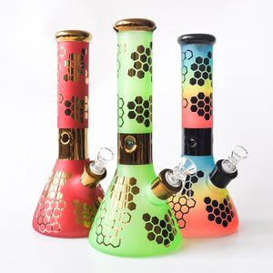 Colorful 12" 7MM thick Glass Beaker Bong Hookahs Glass Water Pipe Dab Rig with glass bowl Recycle Oil Rig