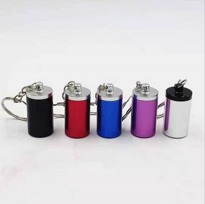 Newest Round Aluminum Waterproof Pill case Box Stash Jars Bottle Holder Jewelry Container Keyring keychain 35*17mm 5 colors