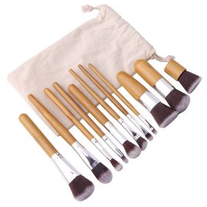 11 pezzi manico in bambù pennello per trucco fondotinta ombretto make up pennelli set brocha de maquillaje DHLL spedizione gratuita