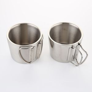 Tazza da caffè a doppio strato da 350 ml da 12 once con coperchi pieghevoli Bicchieri in acciaio inossidabile Bicchieri da vino Birra Tazza da acqua Personalizzabile VF1498