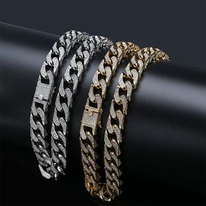 Iced Out Full Zircon Miami Cuban Chain Micro Pave Cubic Zirconia Mens Collana Oro Argento Bling Regali Gioielli Hip Hop