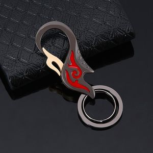 Men's Waist Hanging Stainless Steel Keychains Personality Flame Key Chain Small Car Keychain Accessories Beautiful Gift Box