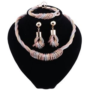 Luxury Dubai Jewelry Sets Multicolor Nigerian Wedding Jewelry Set For Women Necklace Earrings Costume Fashion Jewellery