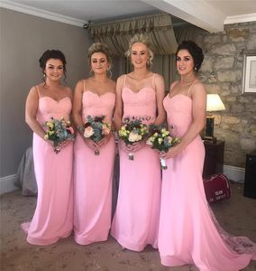 2019 Piękna Druhna Dress Różowy Lato Kraj Kościół Ogrodowy Kościół Formalny Wedding Party Guest Maid of Honor Gown Plus Size Custom Made