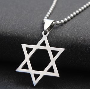 Moda David Kolye Yahudi Yıldızı Kolye 50 Cm Paslanmaz Çelik Gümüş İçi Boş Yıldızlar Erkekler İçin Kolyeler Kadın Toptan Takı