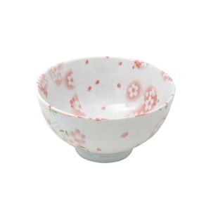 Early Spring Sakura Japanese Bowl Pink Relief Cherry Blossom Handmade Ceramic Dinnerware for Rice Noodle Soup Salad 4.5 6.5 8 inch