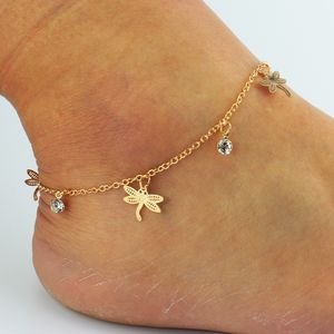 Gold Bohemian Anklet Beach Foot Jewelry Leg Chain Butterfly Dragonfly anklets For Women Barefoot Sandals Ankle Bracelet feet