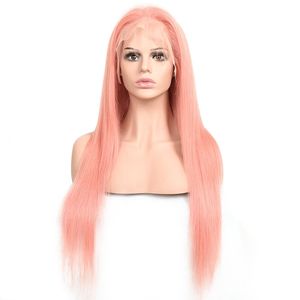 Brazilian 13X4 Lace Front Wig Silky Straight 180% Density Red Blue Plink Yellow 13 By 4 Wigs Remy Human Hairs 12-32inch