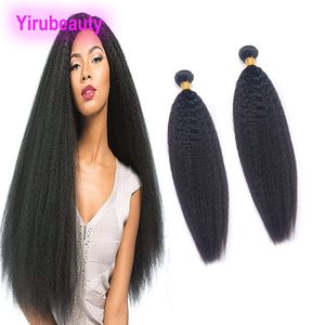 Cabelo Virgem Malaio 2 Pacotes Extensões de Cabelo Humano Liso Kinky Tramas Duplas 2 Pçs Um Lote Afro Yaki Grosso