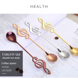 Wholesale rainbow snow resale online - Dropshipping multicolor stainless steel small spoons rainbow note coffee spoon dessert spoon spoon soup snow bar stirring spoons T3203