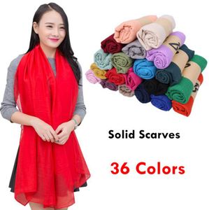 Kvinnor Solida Sarong Scarves 180 * 100cm 36 Färger Beach Placen Cotton Linne Silk Scarf Solskyddsmedel Sjal Soft Wrap Long Headscarf OOA7581-5