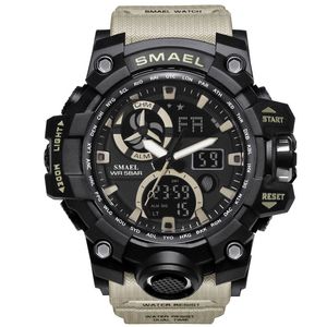 피트니스 시계 Smael Men Sport 시계 이중 디스플레이 아날로그 디지털 LED 전자 손목 시계 Reloj deportivo