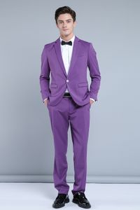 Pular Purple One Button Smoking dello sposo Risvolto con risvolto Abiti da uomo Matrimonio / Ballo / Cena Blazer da uomo migliore (giacca + pantaloni)