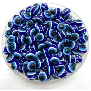 1000PCS Blue Beads Round Evil Resin Eye Beads Stripe Spacer Beads Jewelry Fashion DIY Bracelet Making 4 5 6 8 10mm